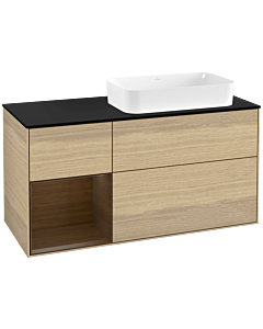 Villeroy und Boch Finion Waschtischunterschrank G682GNPC 120x60,3x50,1cm, Regal links Walnut veneer, Oak Veneer