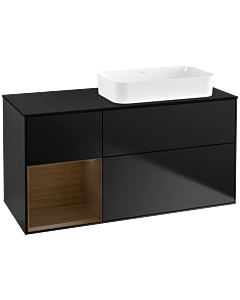 Villeroy und Boch Finion Villeroy und Boch G682GNPD 120x60.3x50.1cm, étagère gauche placage noyer, laqué noir mat