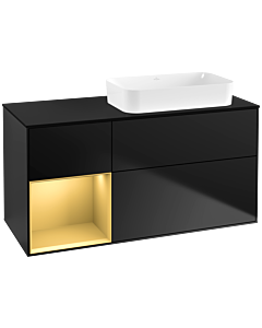 Villeroy und Boch Finion Villeroy und Boch G682HFPD 120x60.3x50.1cm, étagère gauche or mat, laqué noir mat