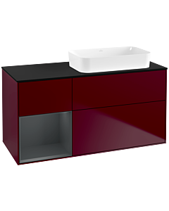 Villeroy und Boch Finion Waschtischunterschrank G682HGHB 120x60,3x50,1cm, Regal links Midnight Blue Matt Lacquer, Peony Matt