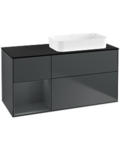 Villeroy und Boch Finion Waschtischunterschrank G682HGHG 120x60,3x50,1cm, Regal links Midnight Blue Matt Lacquer, Midnight Blue Matt Lacquer