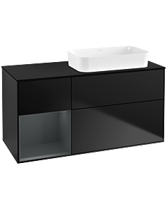 Villeroy und Boch Finion Waschtischunterschrank G682HGPD 120x60,3x50,1cm, Regal links Midnight Blue Matt Lacquer, Black matt lacquer