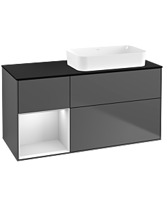 Villeroy und Boch Finion Villeroy und Boch G682MTGK 120x60.3x50.1cm, étagère à gauche laqué blanc mat, anthracite mat