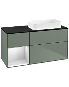 Villeroy und Boch Finion Villeroy und Boch G682MTGM 120x60,3x50,1cm, étagère gauche laqué blanc mat, Olive Matt Lacquer