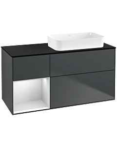 Villeroy und Boch Finion Waschtischunterschrank G682MTHG 120x60,3x50,1cm, Regal links White matt lacquer, Midnight Blue Matt Lacquer
