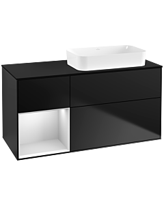 Villeroy und Boch Finion Villeroy und Boch G682MTPD 120x60.3x50.1cm, étagère gauche laqué blanc mat, laqué noir mat