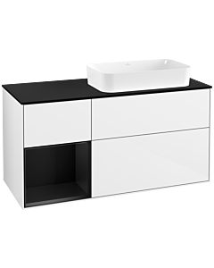 Villeroy und Boch Finion Villeroy und Boch G682PDGF 120x60.3x50.1cm, étagère à gauche laqué noir mat, laqué blanc brillant