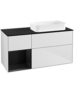 Villeroy und Boch Finion Villeroy und Boch G682PDMT 120x60.3x50.1cm, étagère à gauche laqué noir mat, laqué blanc mat