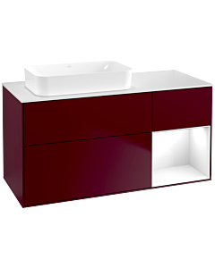 Villeroy und Boch Finion Waschtischunterschrank G691GFHB 120x60,3x50,1cm, Regal rechts Glossy white lacquer, Peony Matt