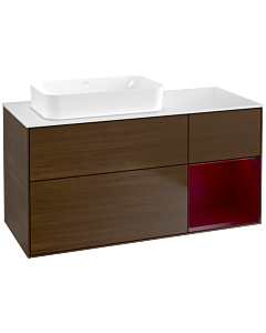 Villeroy und Boch Finion Waschtischunterschrank G691HBGN 120x60,3x50,1cm, Regal rechts Peony, Walnut veneer