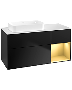 Villeroy und Boch Finion Waschtischunterschrank G691HFPD 120x60,3x50,1cm, Regal rechts Gold matt, Black matt lacquer