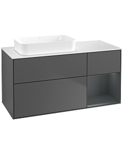 Villeroy und Boch Finion Waschtischunterschrank G691HGGK 120x60,3x50,1cm, Regal rechts Midnight Blue Matt Lacquer, Anthracite matt