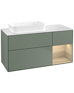 Villeroy und Boch Finion Villeroy und Boch G691PCGM 120x60.3x50.1cm, étagère à droite Oak Veneer , Olive Matt Lacquer