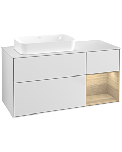 Villeroy und Boch Finion Waschtischunterschrank G691PCMT 120x60,3x50,1cm, Regal rechts Oak Veneer, White matt lacquer