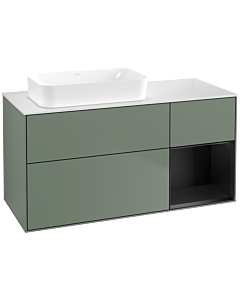 Villeroy und Boch Finion Waschtischunterschrank G691PDGM 120x60,3x50,1cm, Regal rechts Black matt lacquer, Olive Matt Lacquer
