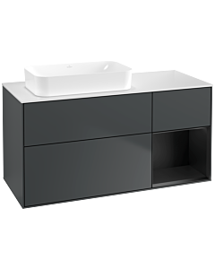 Villeroy und Boch Finion Waschtischunterschrank G691PDHG 120x60,3x50,1cm, Regal rechts Black matt lacquer, Midnight Blue Matt Lacquer