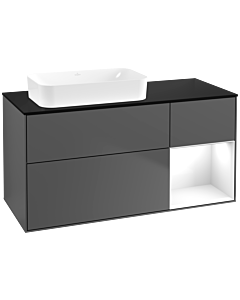 Villeroy und Boch Finion Waschtischunterschrank G692GFGK 120x60,3x50,1cm, Regal rechts Glossy white lacquer, Anthracite matt