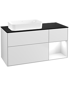 Villeroy und Boch Finion Waschtischunterschrank G692GFMT 120x60,3x50,1cm, Regal rechts Glossy white lacquer, White matt lacquer