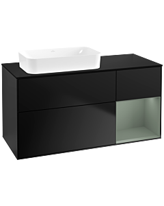 Villeroy und Boch Finion Waschtischunterschrank G692GMPD 120x60,3x50,1cm, Regal rechts Olive Matt Lacquer, Black matt lacquer