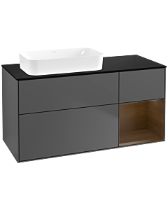 Villeroy und Boch Finion Villeroy und Boch G692GNGK 120x60,3x50,1cm, étagère droite placage noyer, anthracite mat