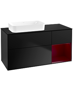 Villeroy und Boch Finion Waschtischunterschrank G692HBPD 120x60,3x50,1cm, Regal rechts Peony, Black matt lacquer