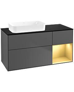 Villeroy und Boch Finion Waschtischunterschrank G692HFGK 120x60,3x50,1cm, Regal rechts Gold matt, Anthracite matt