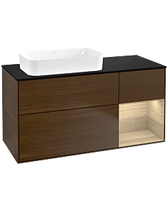 Villeroy und Boch Finion Waschtischunterschrank G692PCGN 120x60,3x50,1cm, Regal rechts Oak Veneer, Walnut veneer
