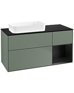 Villeroy und Boch Finion Waschtischunterschrank G692PDGM 120x60,3x50,1cm, Regal rechts Black matt lacquer, Olive Matt Lacquer