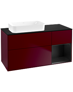 Villeroy und Boch Finion Waschtischunterschrank G692PDHB 120x60,3x50,1cm, Regal rechts Black matt lacquer, Peony Matt