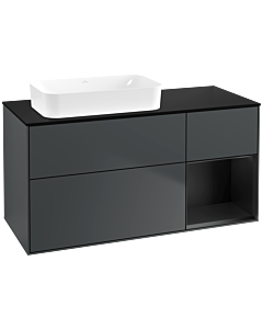 Villeroy und Boch Finion Waschtischunterschrank G692PDHG 120x60,3x50,1cm, Regal rechts Black matt lacquer, Midnight Blue Matt Lacquer
