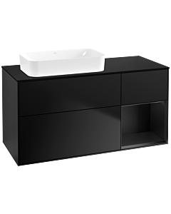 Villeroy und Boch Finion Villeroy und Boch G692PDPD 120x60.3x50.1cm, étagère à droite laqué noir mat, laqué noir mat