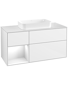 Villeroy und Boch Finion Villeroy und Boch G701GFGF 120x60.3x50.1cm, étagère à droite Laque blanc brillant, Laque blanc brillant