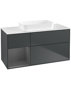Villeroy und Boch Finion Waschtischunterschrank G701GKHG 120x60,3x50,1cm, Regal rechts Anthracite matt, Midnight Blue Matt Lacquer