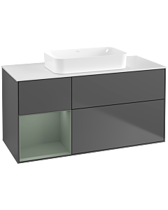 Villeroy und Boch Finion Waschtischunterschrank G701GMGK 120x60,3x50,1cm, Regal rechts Olive Matt Lacquer, Anthracite matt