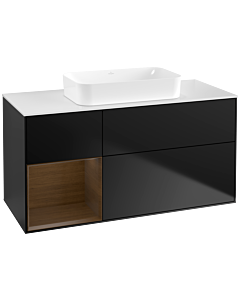 Villeroy und Boch Finion Villeroy und Boch G701GNPD 120x60.3x50.1cm, étagère droite placage noyer, laqué noir mat