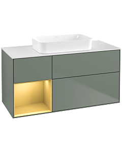 Villeroy und Boch Finion Waschtischunterschrank G701HFGM 120x60,3x50,1cm, Regal rechts Gold matt, Olive Matt Lacquer