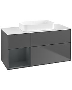Villeroy und Boch Finion Waschtischunterschrank G701HGGK 120x60,3x50,1cm, Regal rechts Midnight Blue Matt Lacquer, Anthracite matt