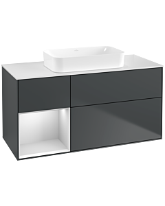 Villeroy und Boch Finion Waschtischunterschrank G701MTHG 120x60,3x50,1cm, Regal rechts White matt lacquer, Midnight Blue Matt Lacquer