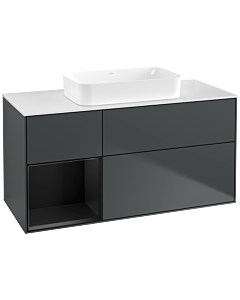Villeroy und Boch Finion Waschtischunterschrank G701PDHG 120x60,3x50,1cm, Regal rechts Black matt lacquer, Midnight Blue Matt Lacquer