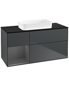 Villeroy und Boch Finion Waschtischunterschrank G702GKHG 120x60,3x50,1cm, Regal rechts Anthracite matt, Midnight Blue Matt Lacquer