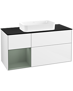 Villeroy und Boch Finion Villeroy und Boch G702GMGF 120x60.3x50.1cm, étagère à droite Olive Matt Lacquer , laqué blanc brillant
