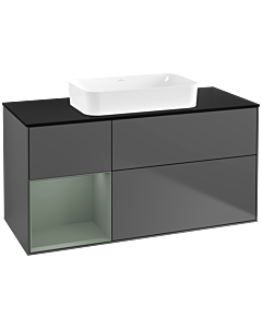 Villeroy und Boch Finion Waschtischunterschrank G702GMGK 120x60,3x50,1cm, Regal rechts Olive Matt Lacquer, Anthracite matt