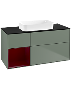 Villeroy und Boch Finion Waschtischunterschrank G702HBGM 120x60,3x50,1cm, Regal rechts Peony, Olive Matt Lacquer