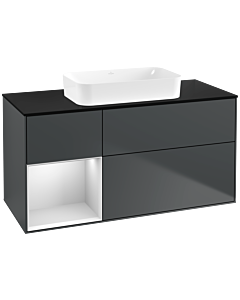 Villeroy und Boch Finion Waschtischunterschrank G702MTHG 120x60,3x50,1cm, Regal rechts White matt lacquer, Midnight Blue Matt Lacquer