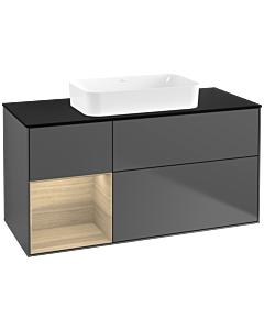 Villeroy und Boch Finion Waschtischunterschrank G702PCGK 120x60,3x50,1cm, Regal rechts Oak Veneer, Anthracite matt