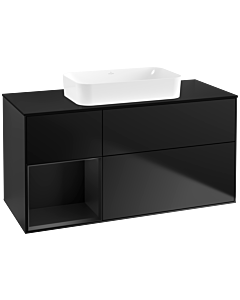 Villeroy und Boch Finion Waschtischunterschrank G702PDPD 120x60,3x50,1cm, Regal rechts Black matt lacquer, Black matt lacquer