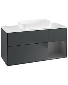 Villeroy und Boch Finion Waschtischunterschrank G711GKHG 120x60,3x50,1cm, Regal rechts Anthracite matt, Midnight Blue Matt Lacquer