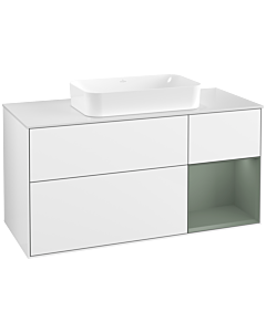 Villeroy und Boch Finion Waschtischunterschrank G711GMGF 120x60,3x50,1cm, Regal rechts Olive Matt Lacquer, Glossy white lacquer
