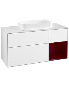 Villeroy und Boch Finion Waschtischunterschrank G711HBGF 120x60,3x50,1cm, Regal rechts Peony, Glossy white lacquer