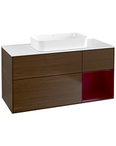 Villeroy und Boch Finion Waschtischunterschrank G711HBGN 120x60,3x50,1cm, Regal rechts Peony, Walnut veneer